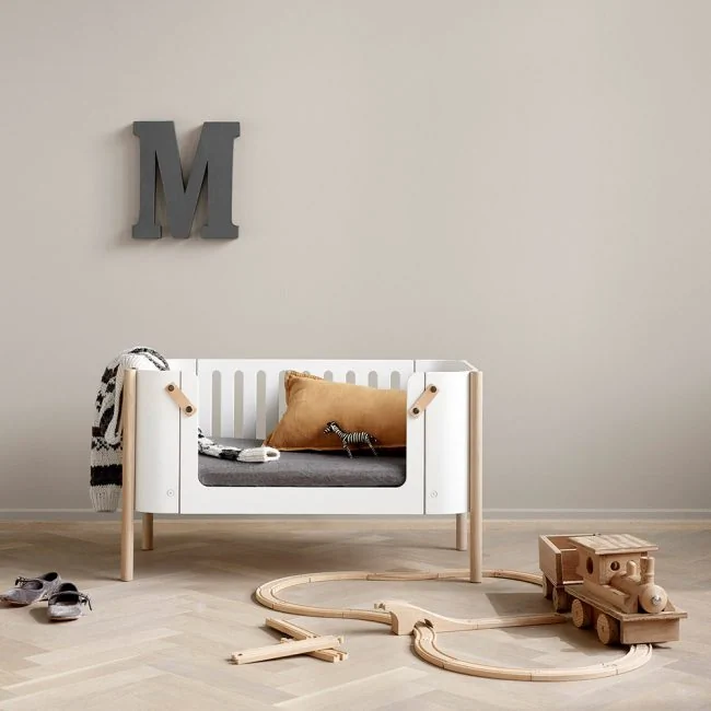 Wood-Baby-Bench-in-White-and-Oak-from-Oliver-Furniture