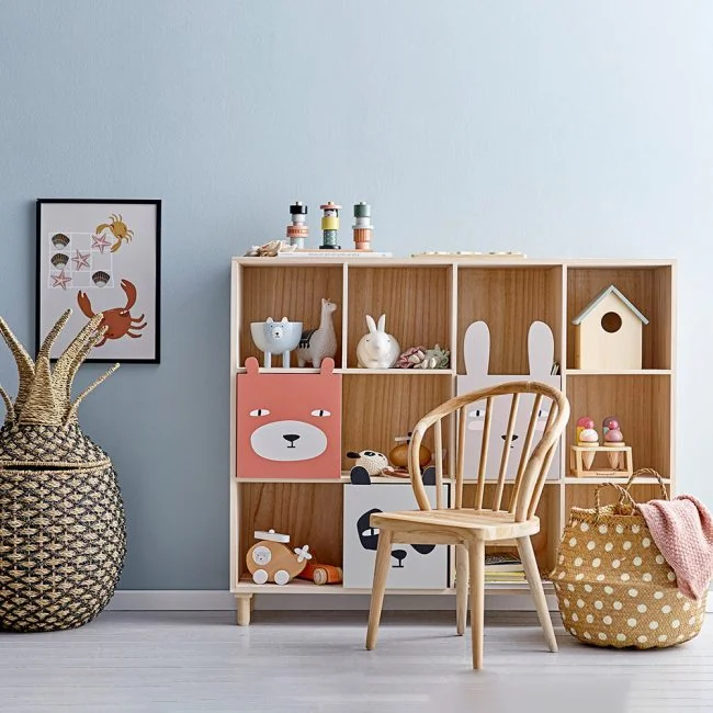 Bloomingville-Nursery-Bookcase-with-Animal-Design-Drawers