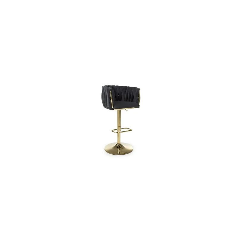 Bellaire Brushed Velvet Black Bar Stool