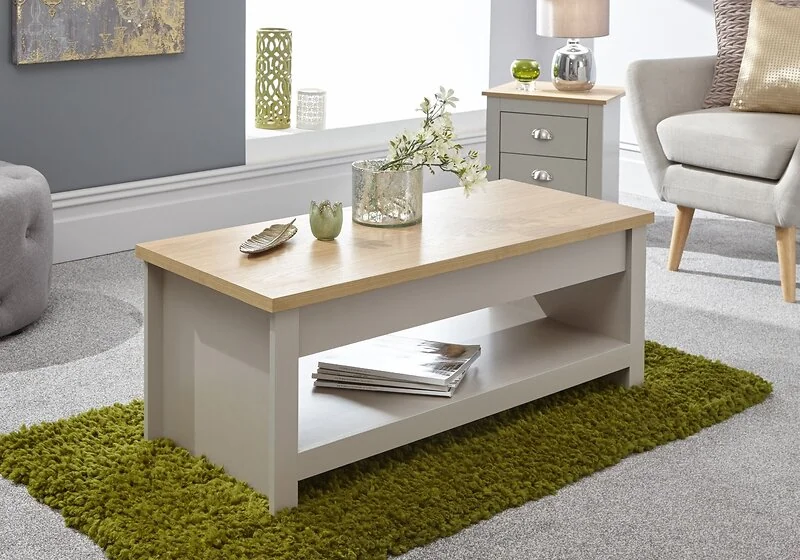 Lift top coffee table with storage compartment