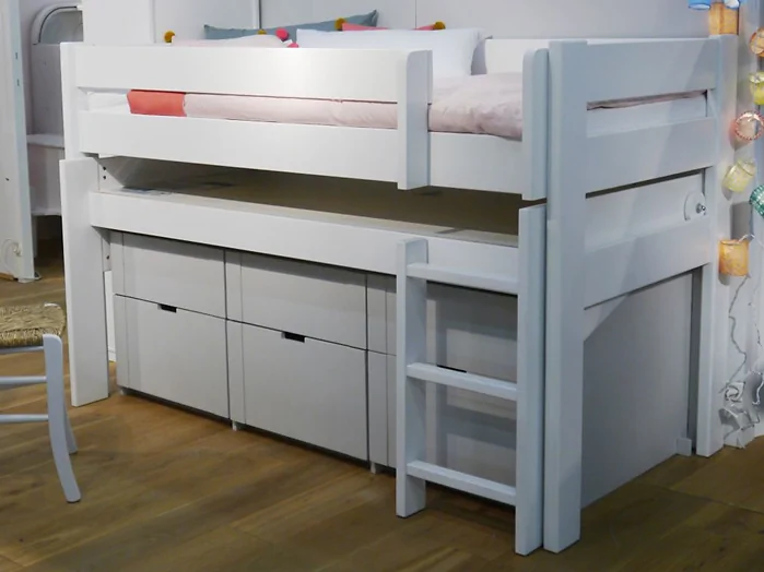 Solid pine Dominique single mid sleeper bed