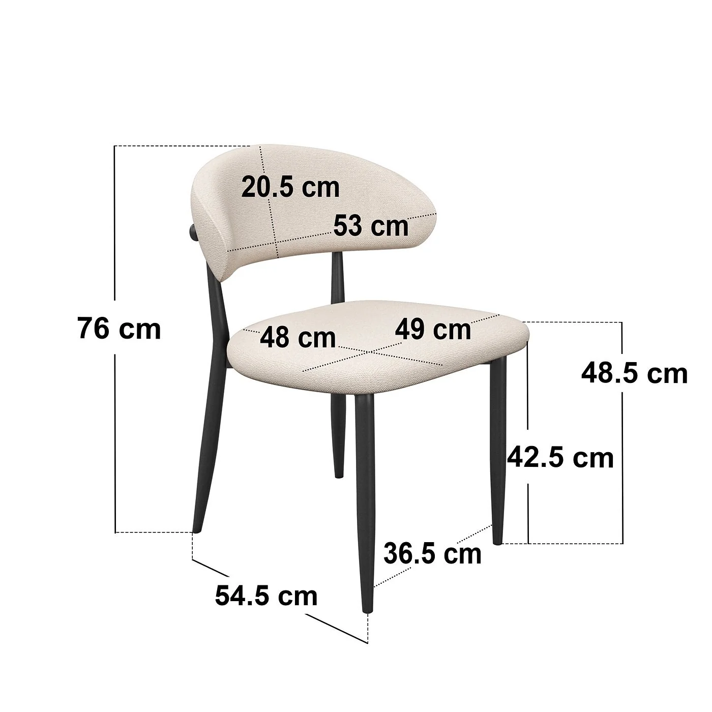 SOLACE+CO Cyra Set of 2 Dining Chairs with Curved Back Beige Chenille image 8
