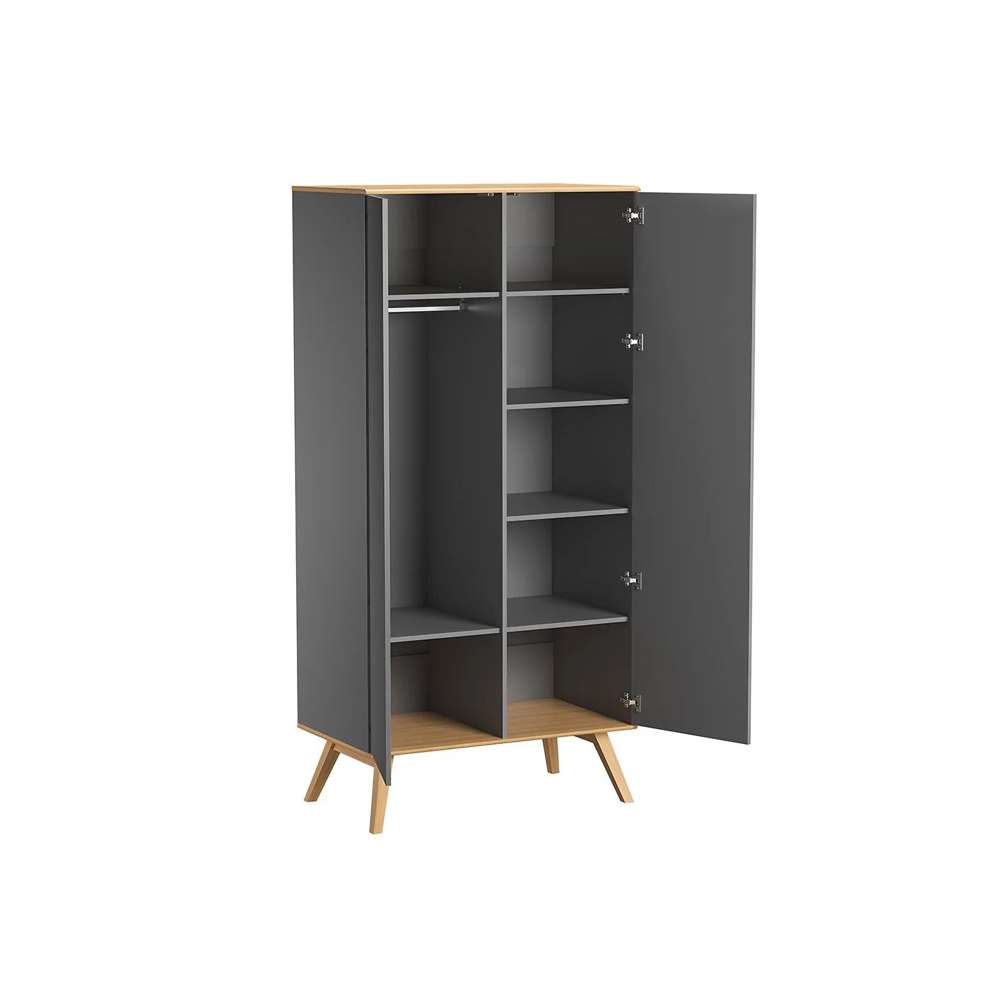 Vox Nature Double Wardrobe in Dark Grey & Oak image 3