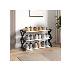Living & Home Foldable Multi-Tier Metal Shoe Rack