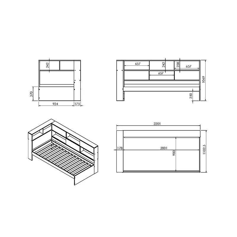 Noomi Jorgi Corner Storage Bed White And Oak (FSC-Certified) image 7