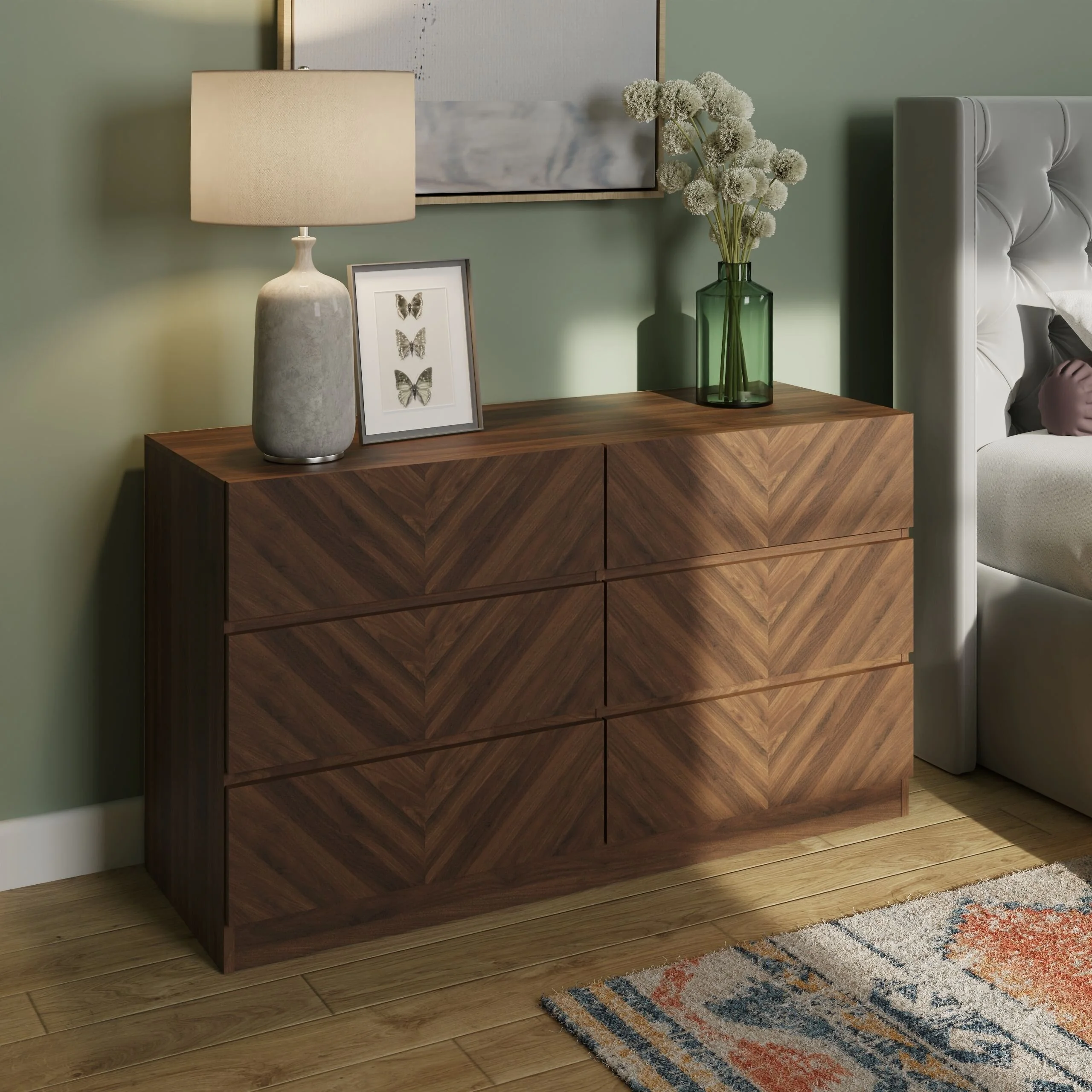 GFW Catania 3+3 Herringbone Drawer Chest