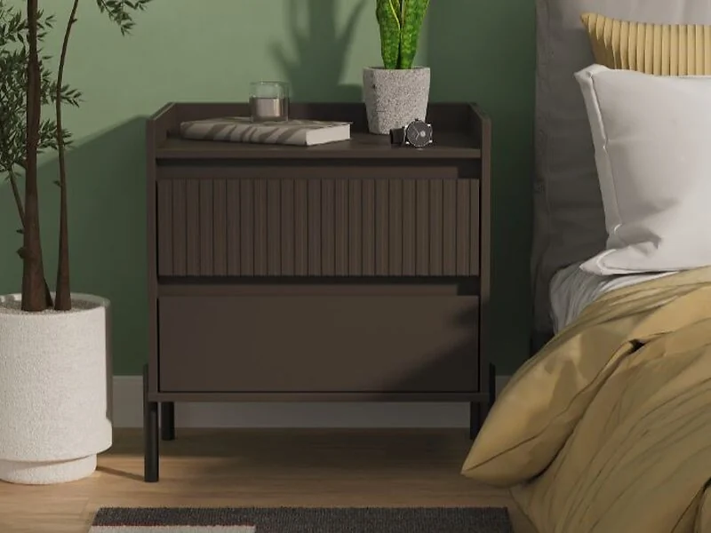 Welcome Furniture Osaka 2 Drawer Fluted Bedside Cabinet