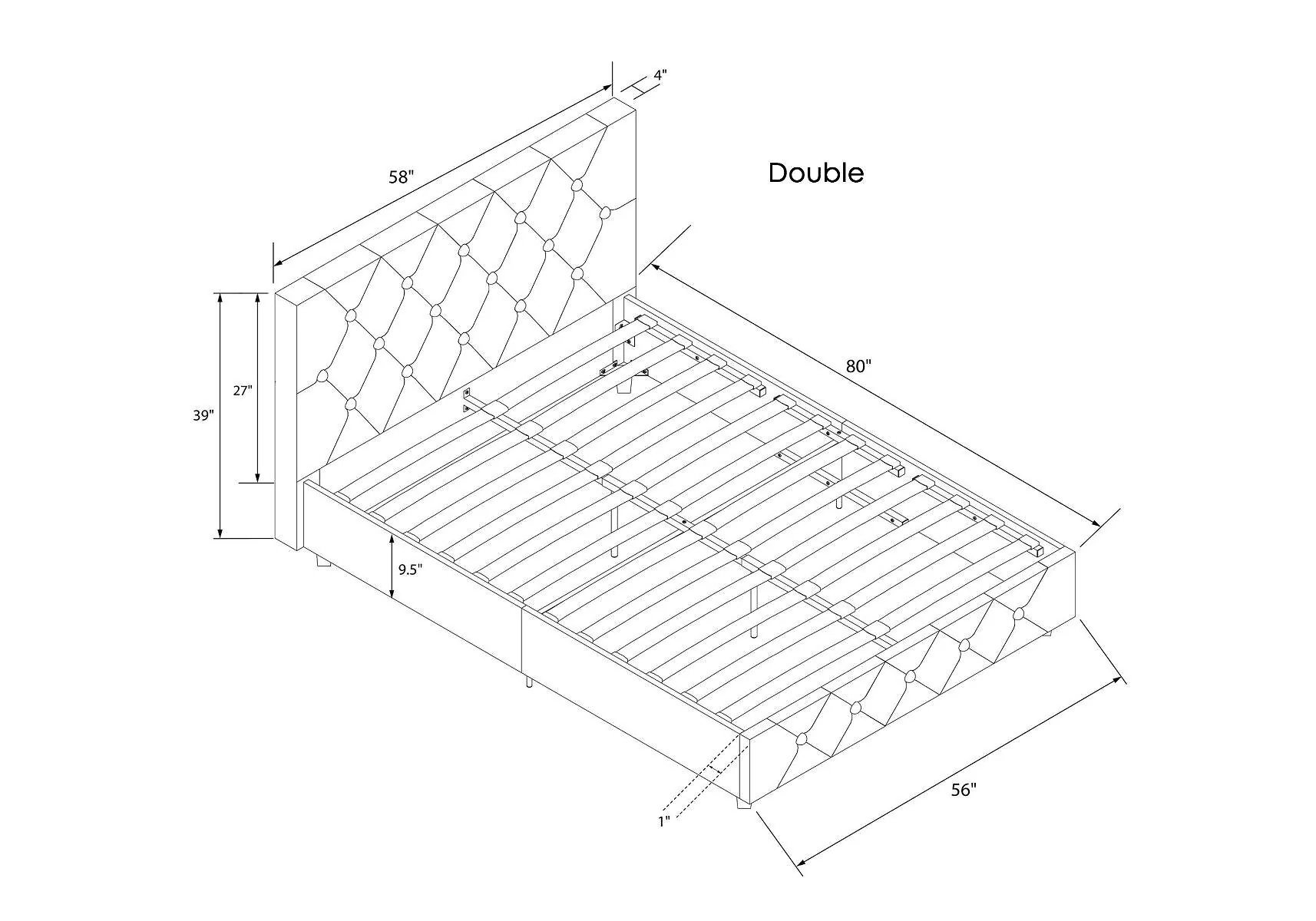 Dorel Dakota Faux Leather Bed Frame – view 7