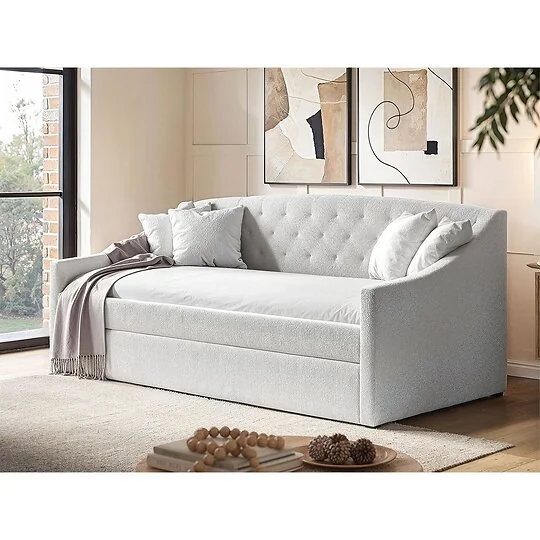 Flair Aurora Cream Boucle Daybed With Trundle