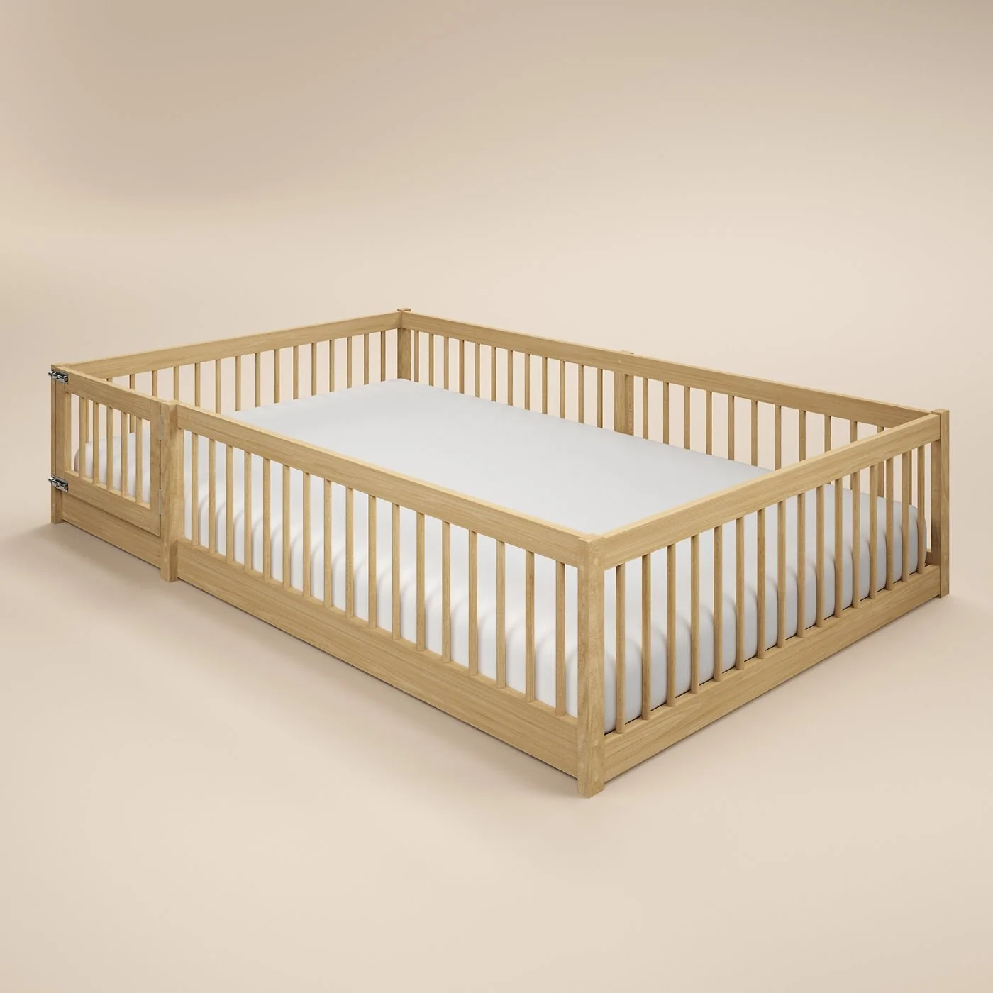 Flair Imogen floor bed in natural pine with mattress, plain background