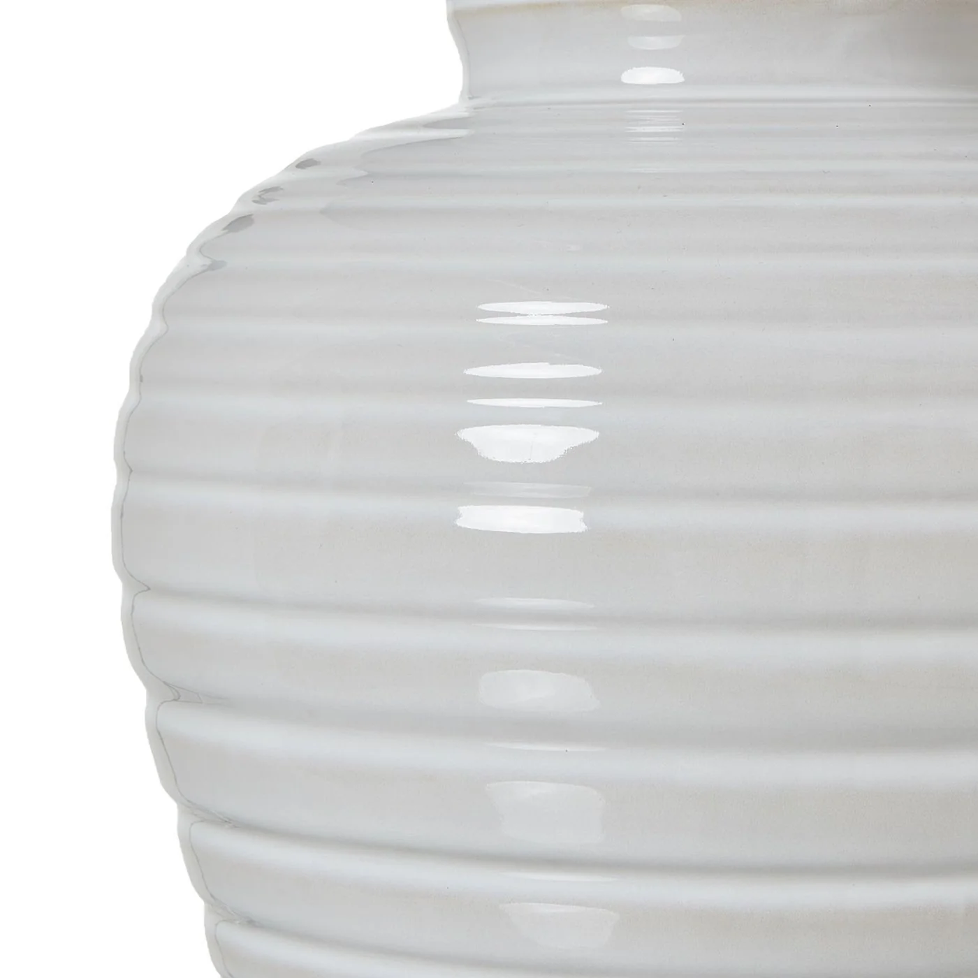 White Ceramic Pot Lamp With Linen Shade image 4