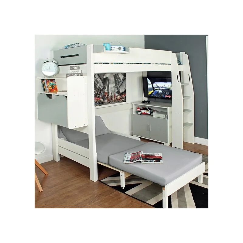 Urban Grey High Sleeper 2 Bed with Sofa Bed Pull Down Desk & Storage Cupboard image 2