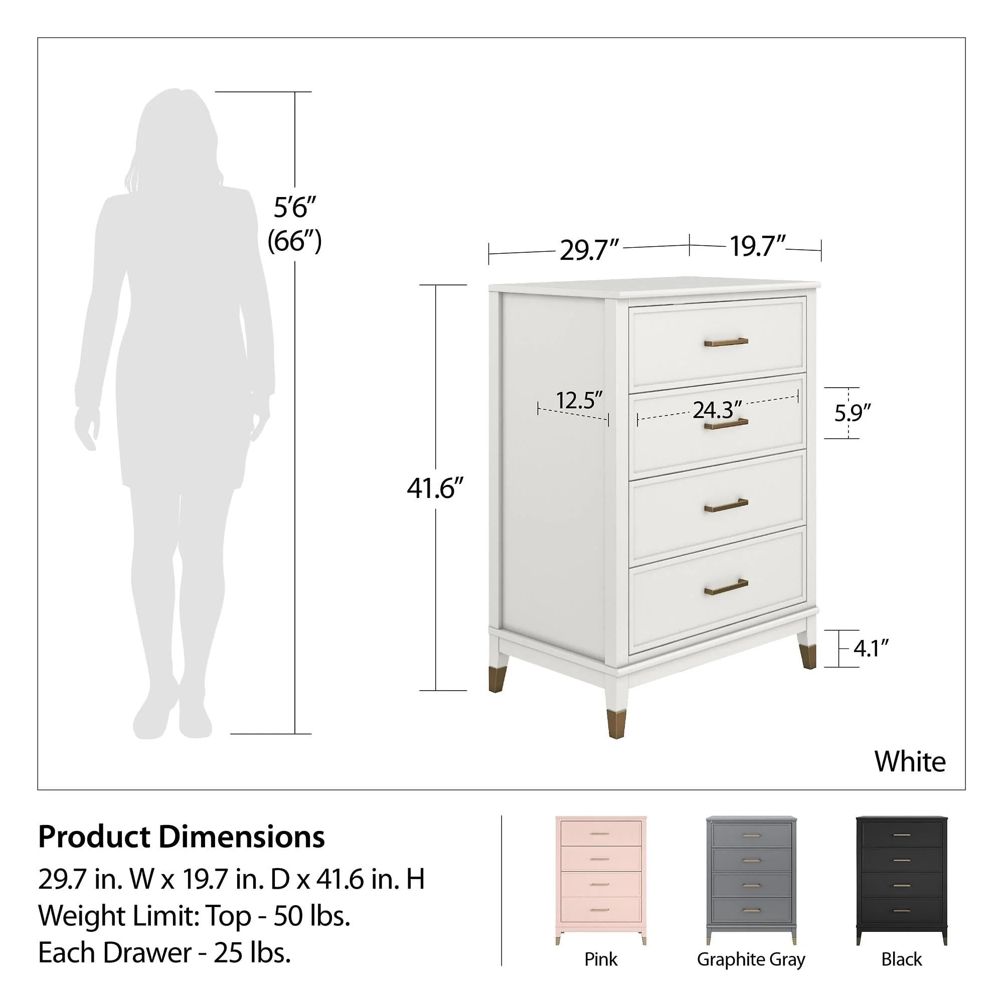 Dorel Westerleigh 4 Drawer Dresser view 3