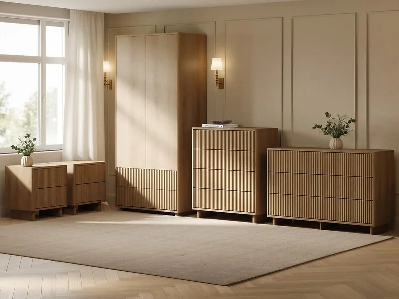 SOLACE+CO Velmor 5 Piece Ribbed Bedroom Furniture Set – view 2