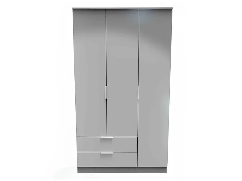 Welcome Furniture Plymouth Tall Triple 2 Drawer Robe Dust Grey