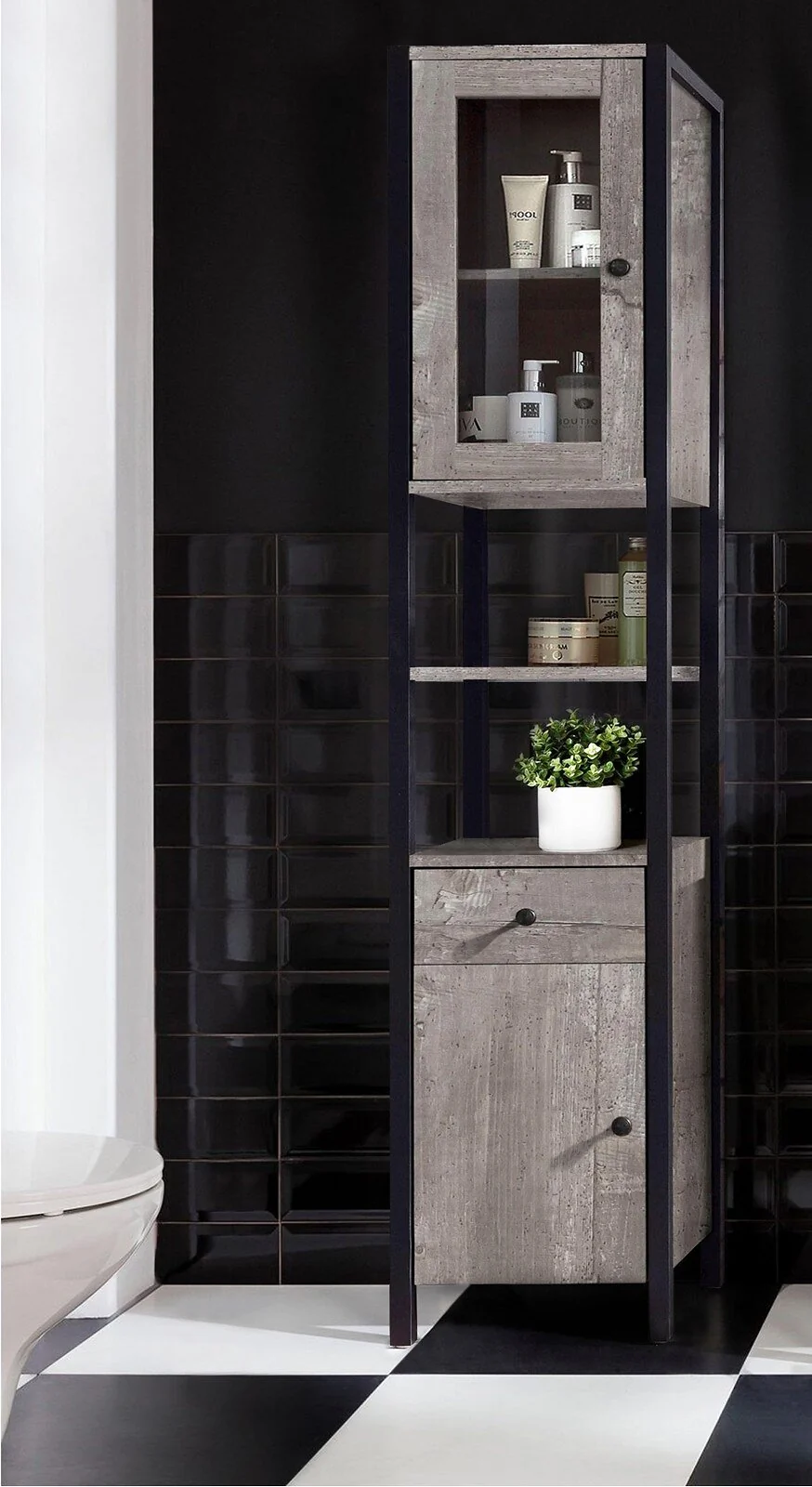 Dorel Chris Bathroom Cabinet Concrete Look Black