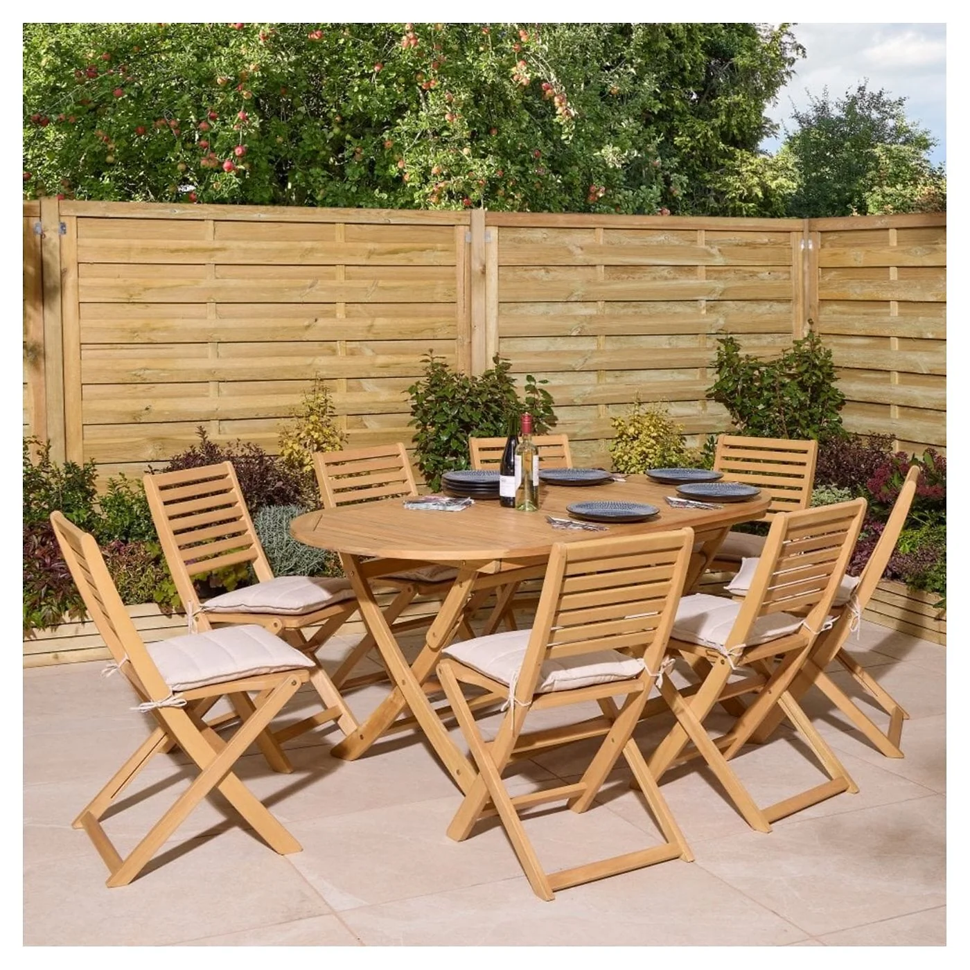 Rowlinson Ashdown Folding 8 Seat Oval Dining Set with Cushions image 8