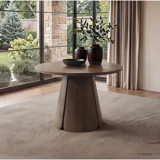 SOLACE+CO Ebony 3-in-1 Round Extendable Dining Table Walnut