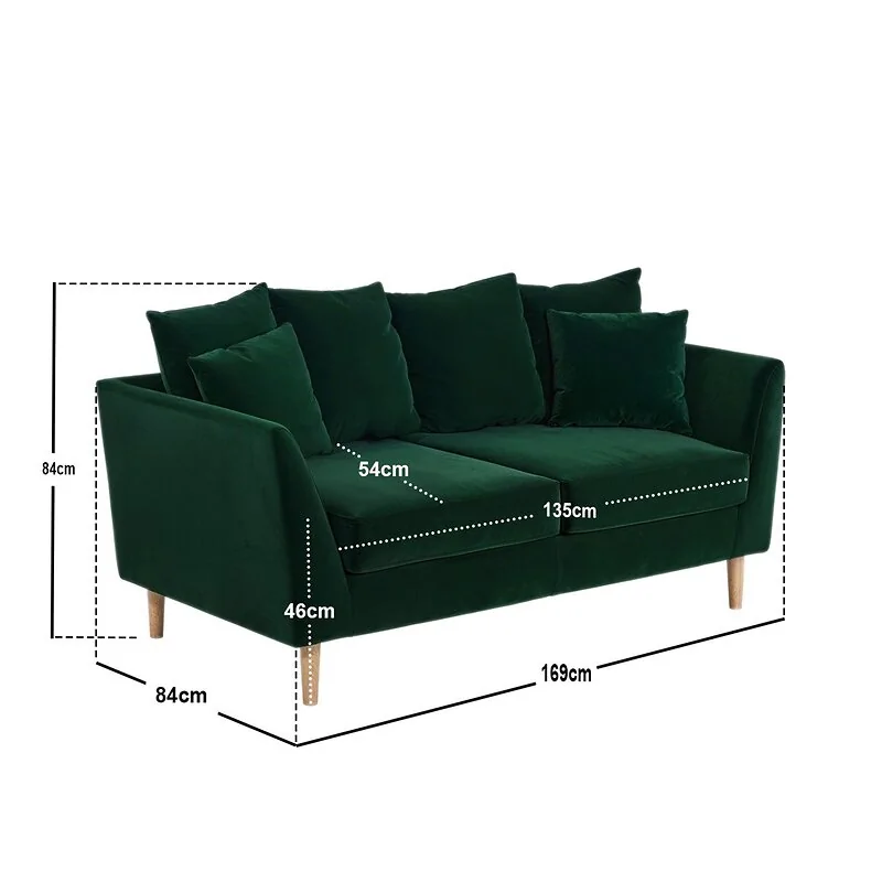 Flair Avery 2 Seater Scatter Back Bottle Green Velvet Sofa image 5