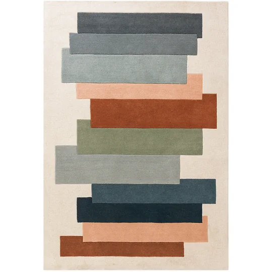 Asiatic London Reef Stacks Green Abstract Wool Rug RF32