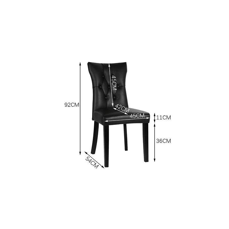 Living & Home Set of 2 Leather High Backrest Dining Chairs image 5