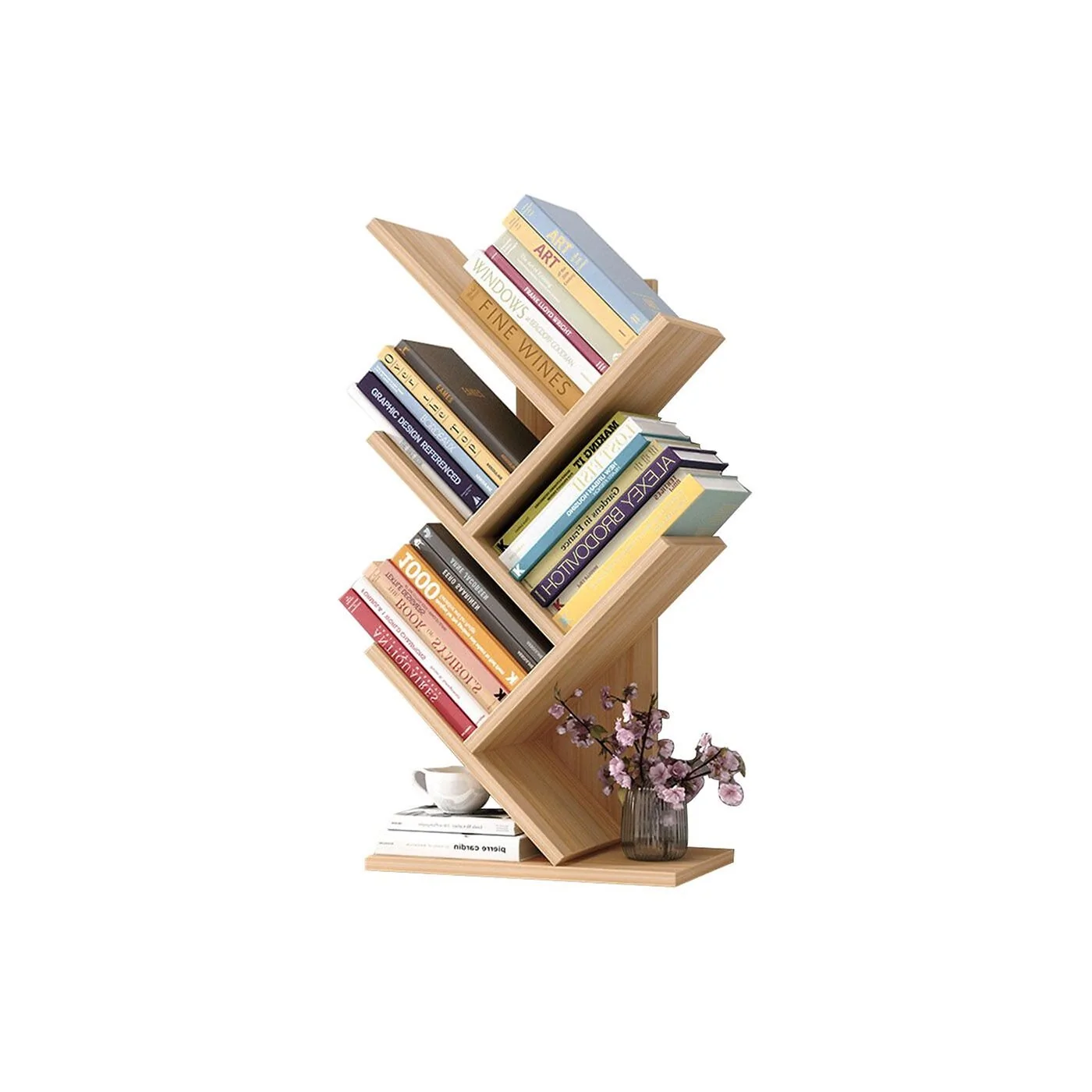 Living & Home Rustic Standing Tree Bookshelf Wood Display Rack SP2425 image 3