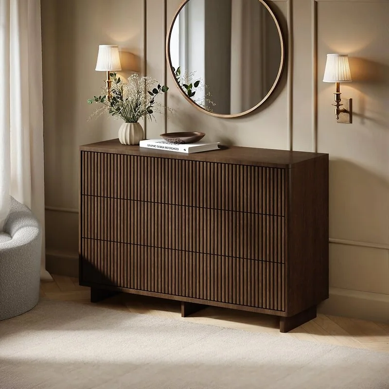 SOLACE+CO Velmor Ribbed Chest of 6 Drawers Walnut image 2