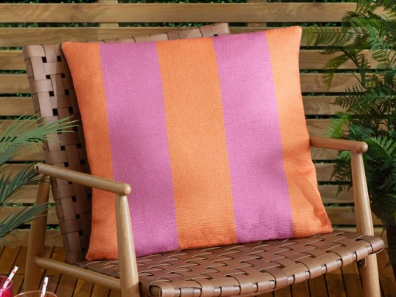 Furn Deck Stripe 59 x 59cm reversible striped outdoor cushion in multi polyester