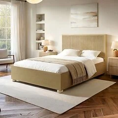 SOLACE+CO Theo Ribbed Ottoman Bed Light Oak Effect