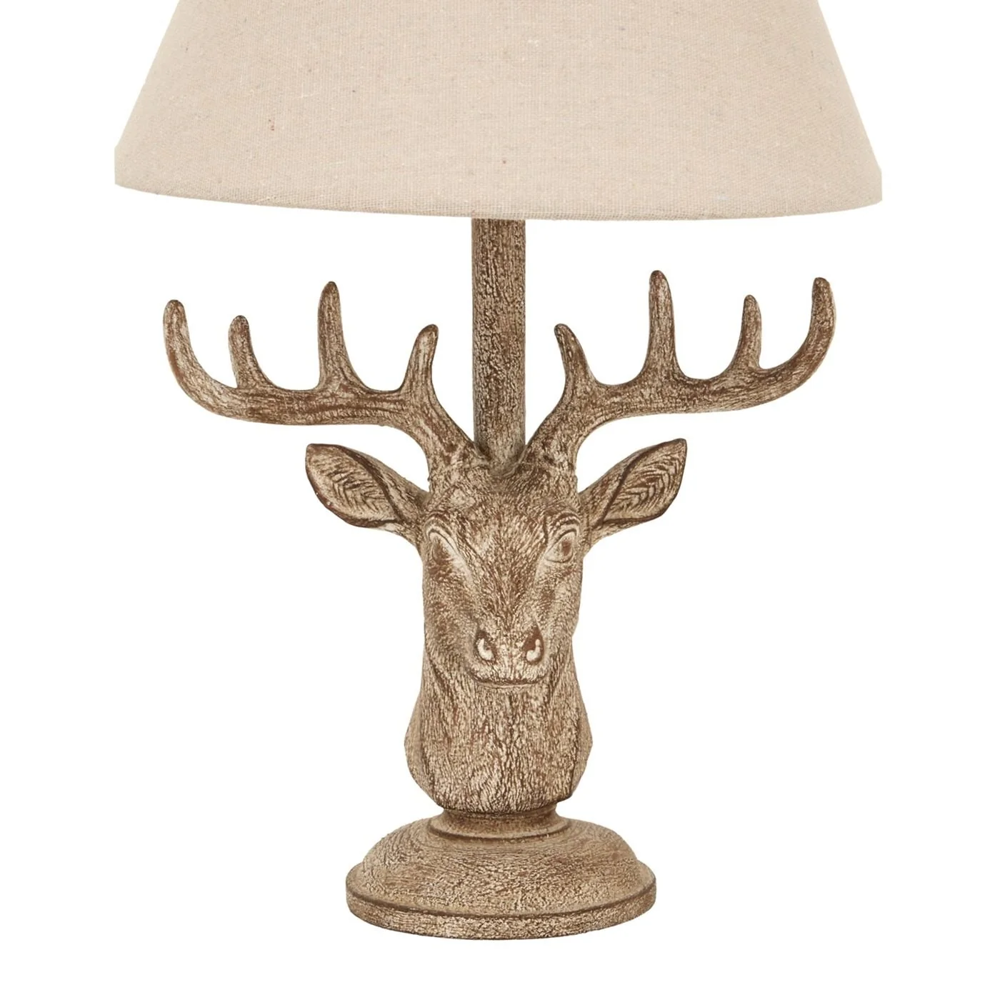 Stonewashed Stag Head Table Lamp With Linen Shade image 2