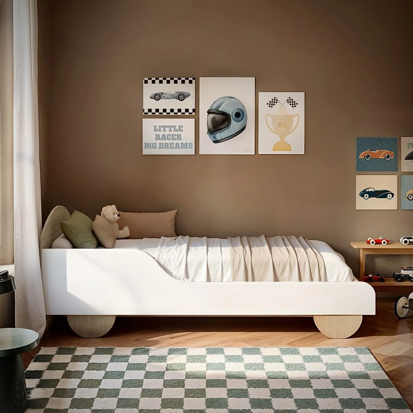Flair Oliver Car Wooden Bed White & Oak image 2