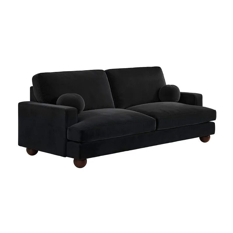 SOLACE+CO Addison 3 Seater Sofa Black Velvet