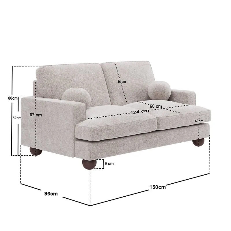 SOLACE+CO Addison 2 Seater Beige Boucle Sofa image 7