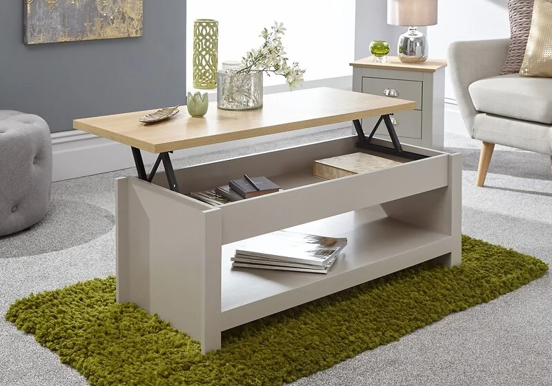 Lift top coffee table with storage compartment