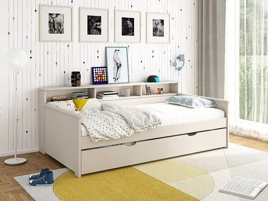 Kids day bed with shelving and trundle