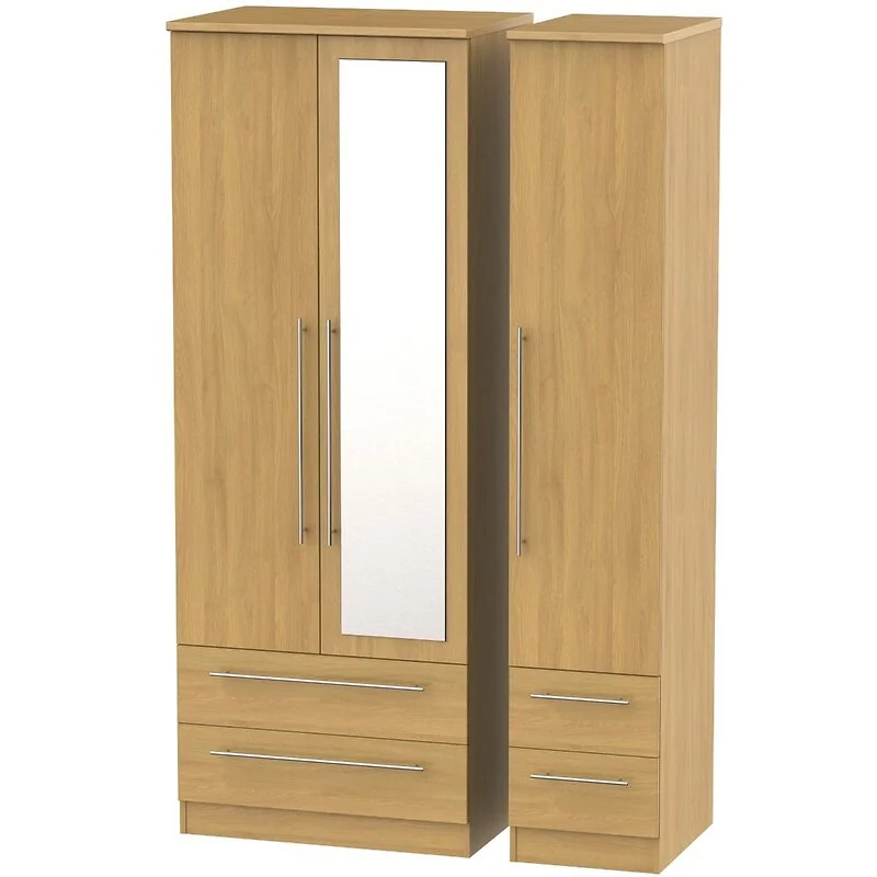 Welcome Furniture Sherwood Tall Triple 2 DrawerMirror + DrawerRobe Modern Oak – view 2
