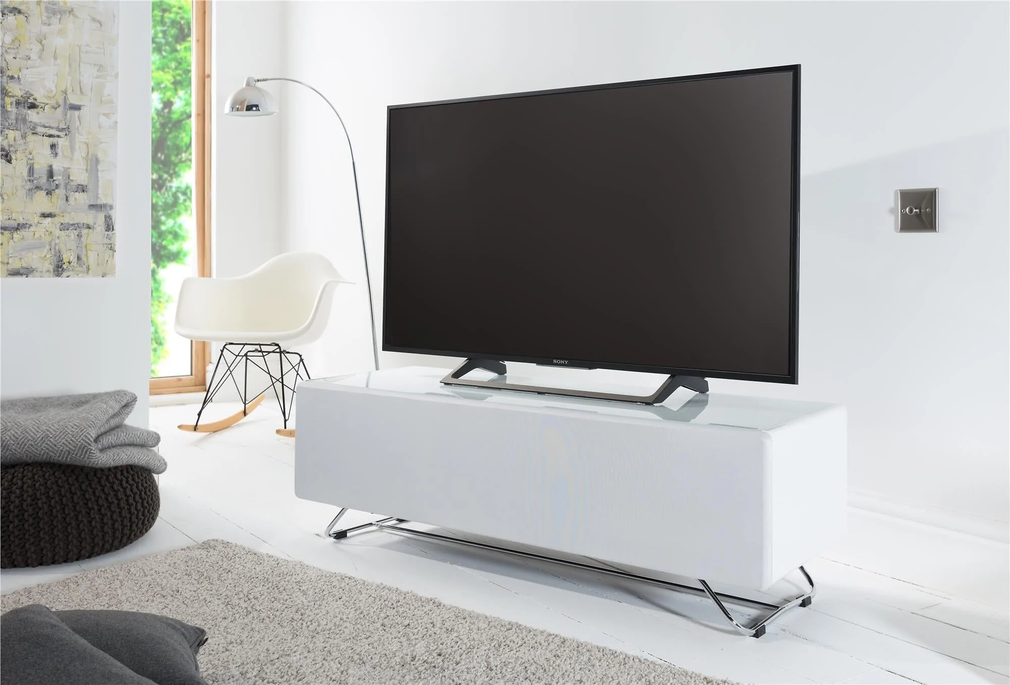 Dorel Chromium TV Stand with 1 Flap in Black (CRO2-1200CPT-BK)