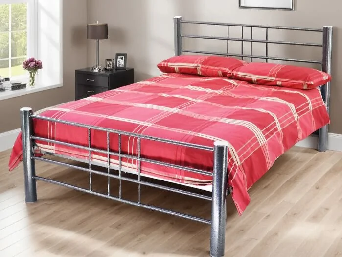 Modern steel bed frame for bedroom with storage space underneath