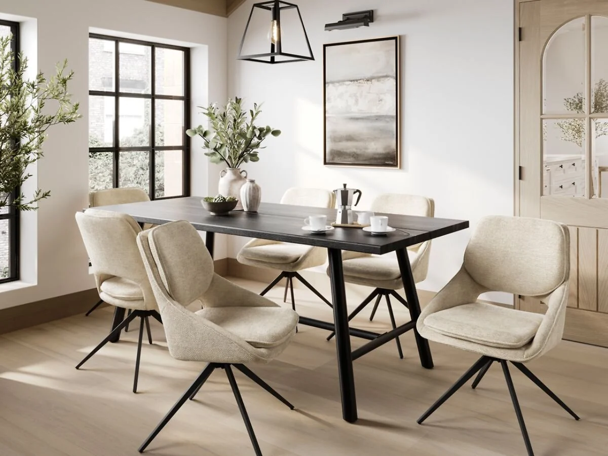 LPD Louie Dining Table Wood Effect Metal Frame – view 2