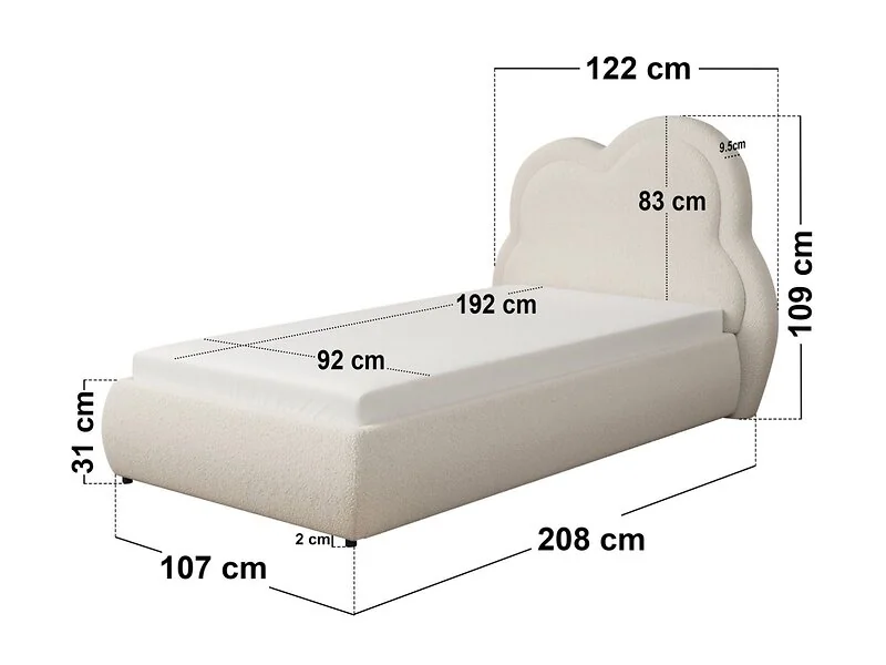 Flair Elyna Single Upholstered Bed with Cloud Headboard – view 8