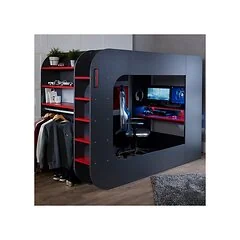 Trasman Small Double Loft Gaming Bed with Desk and Wardrobe