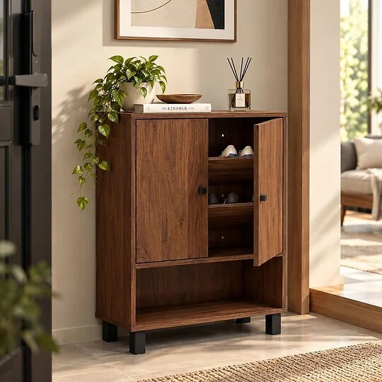 Kidsaw 2 Door Shoe Storage Cabinet - Walnut Effect