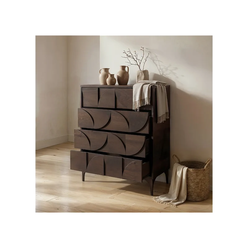 SOLACE+CO Leon Geometric Chest of Drawers Walnut image 3