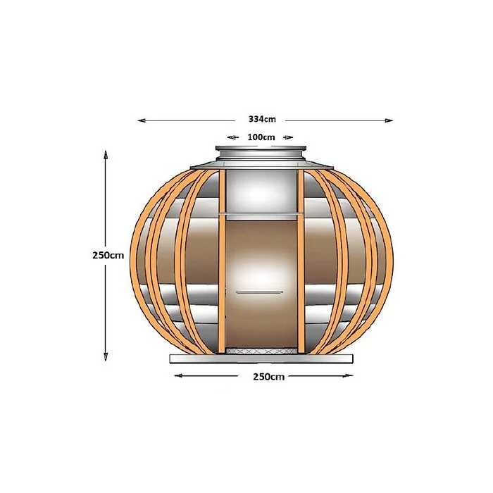 Dimensions diagram: Ornate Garden Grande Deluxe Garden Pod