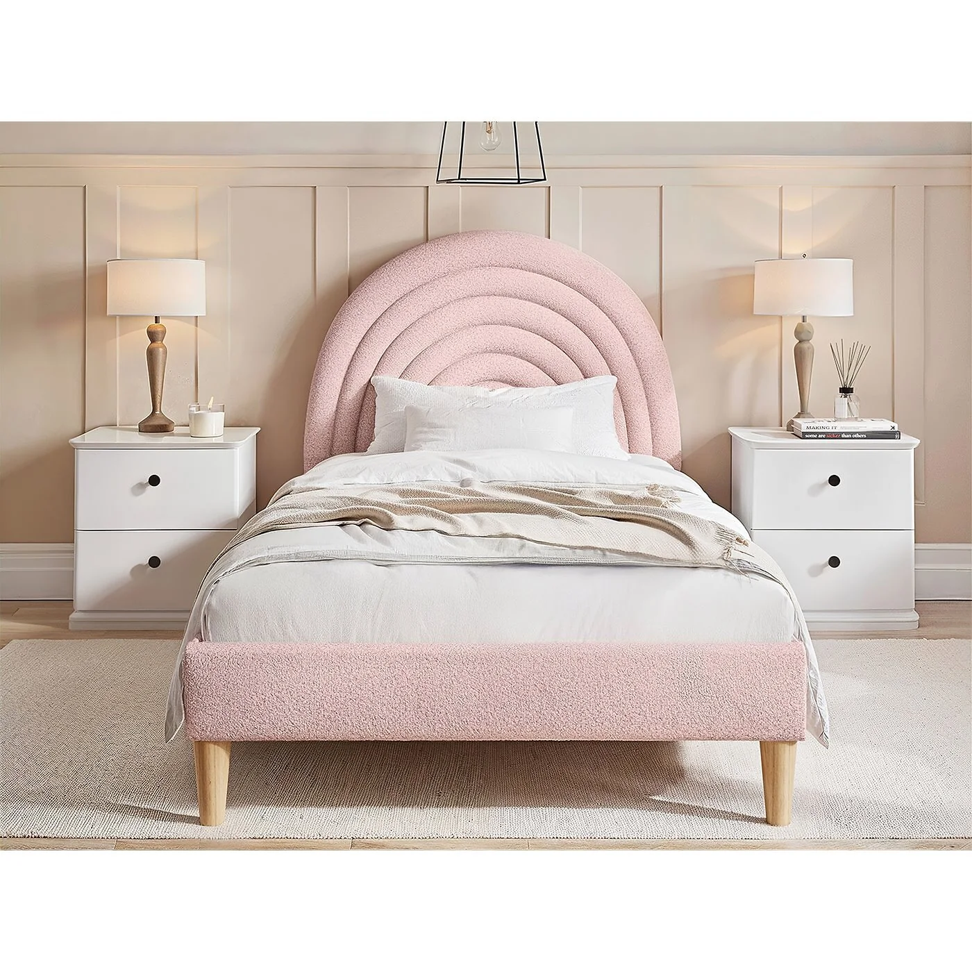 Flair Ava Boucle Single Bed Pink image 2
