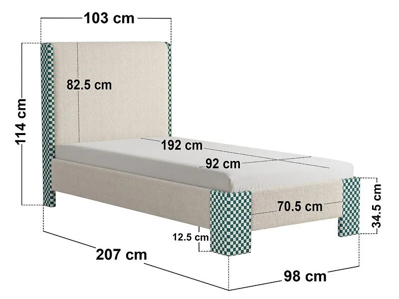 Flair Eleanor Single Upholstered Bed Beige & Green – view 5