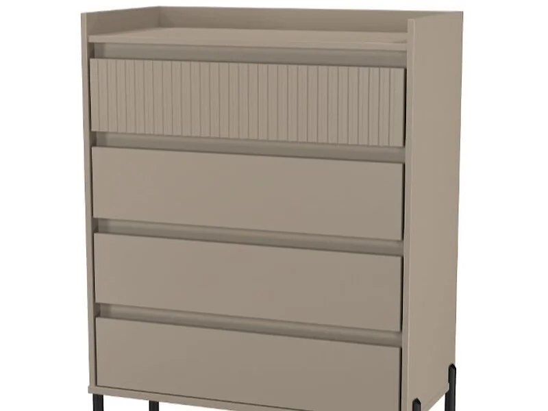 Modern bedroom storage unit with smooth drawers