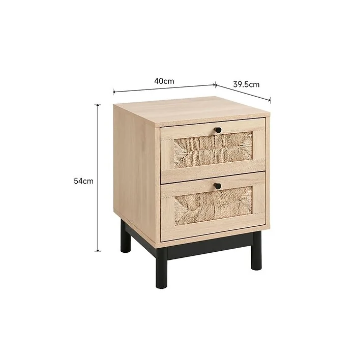 Dimensions diagram: Living & Home Direct 2-Drawer Woven Accent Cabinet