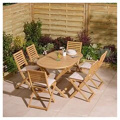 Rowlinson Ashdown Folding 6 Seat Oval Dining Set with Cushions