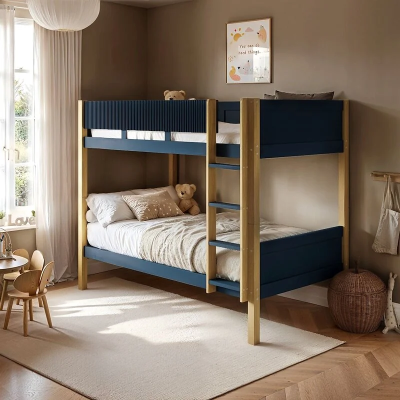 Flair Mateo Detachable Ribbed Bunk Bed Oak & Navy image 2